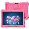 EagleSoar Tablet Bambini 10 Pollici Android 13 Tablet per Bambini Quad Core 3GB RAM 32GB ROM 6000mAh Tablet WiFi Bluetooth Controllo Parentale Apprendimento Educazione Tablet PC con Custodia (Rosa)