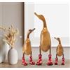 Rikmani - Figura di legno Anatra Stivali Rosso Fiorito - Fatto a mano in legno Decorazione Regalo Figurina 26 cm