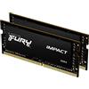 Kingston FURY Impact, kit di memoria per laptop DDR4 CL20 da 64 GB (2 x 32 GB) 3200 MHz, confezione da 2 KF432S20IBK2/64, nero