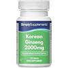 Simply Supplements Ginseng Coreano 2000 mg -120 compresse - Adatto ai vegani - 4 mesi di durata - SimplySupplements