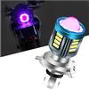 NHHEO HB2 H4 LED Faro Del Motociclo Lampadina Rosso Blu Angelo Occhio 25W 6000K con Faretto Super Bright Moto High Beam/Low Beam Bianco 4 Modalità Illuminazione Plug and Play 12V-80V 1PCS