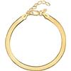 Amberta Bracciale a Serpente Piatto in Argento Sterling 925 per Donna: Bracciale Donna Placcato Oro 4.5 mm 20 cm