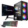 Provonto 12 Core Mid-Range PC Gaming Fisso Completo [Intel Xeon E5-2650 v4, AMD Radeon RX 580, 16 GB RAM, 512 GB SSD + Monitor 24 Pollici + Tastiera + Mouse]