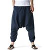 OOGUDE Pantaloni Harem Hippie da uomo Baggy Low Cavallo Lounge Pantaloni a gamba larga per Yoga Estate Beach, blu navy, S