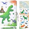 WERNNSAI Set Acquerello Dinosauro Diario - Quaderno luminoso Regalo per Ragazzi Bambini Viaggio Privato Blocchi Copertina Rigida Blocco Note Taccuino da Scrivere Adesivi Penna a Sfera con Serratura e Chiavi