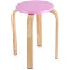 PraTiKo Life Sgabello Rotondo Impilabile in Legno Antiscivolo per Cameretta, Sala da Pranzo, Bagno, Sgabello 4 Gambe in Legno Curvate (Pink)