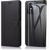 SMYTU Custodia per Xiaomi Redmi 12C / 11A + Vetro Temperato,Cover a Libro Xiaomi Redmi 12C / 11A,Custodia Flip in Pelle Magnetica Portafoglio Per Xiaomi Redmi 12C / 11A - Nero