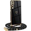 Mkej Custodia con Collana per Huawei P20 Pro, Cover Donna Cuore amore con Cordino, Case con Laccio Tracolla Elettrolitico TPU Cover con Collana per Huawei P20 Pro