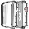 Misxi [2 Pezzi] Cover Apple Watch Series 9 (2023) Series 8 Series 7 Con Vetro Temperato 45mm, Custodia Rigida iWatch Protezione Totale Ultra Sottile HD Pellicola Protettiva, 1 Argento + 1 Trasparente