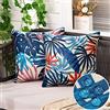 DecorMommt Blu All'aperto Federe Per Cuscini 40x40 CM Impermeabile Cuscini Divano Fodera Per Cuscino Divano Colorata Vegetazione Tropicale Lino Copricuscini Per Divano Per Soggiorno Giardino Terrazza 2 Pezzi