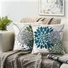 RYBornament Copricuscino 50x50 Blu e Verde Biancheria Federe Cuscini Divano Fiore Dalia Colorato Fodera Cuscini Boemia Decorativo Set di 2 Primavera e Estate Federa Per Soggiorno Auto Divano Cuscino Decor
