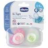 ARTSANA Chicco PhysioForma Succhietto Air Night Luminescente al Buio 0-6 Mesi Tettarella in Caucciù 2 Pezzi