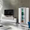 AHD Amazing Home Design Parete attrezzata soggiorno bianco grigio mobile porta TV vetrina Corona
