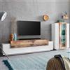 AHD Amazing Home Design Parete attrezzata moderna soggiorno porta TV vetrina bianco legno Corona