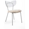 BELLELLI DESIGN Sedia imbottita in velluto con telaio in metallo grigio e schienale trasparente SURI