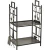 Outsunny Portalegna in Ferro Battuto con Attrezzi per Camino, Manici e Base Rialzata, 51.5x33x77cm, Nero|Aosom
