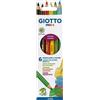 Giotto Mega, Matite Colorate Spesse, Formato Esagonale, Mina 5,5mm, Colori Assortiti, 6 Pezzi