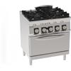 Cucina a GAS 4 fuochi con griglie in ghisa + forno gas statico GN 2/1. Dim.cm. 80x70x90H. -Potenza termica 26,5 Kw.