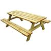 NBrand Set Birreria Tavolo + 2 Panche in Legno di Pino da Esterno 180x150x70 cm - FAMILYPN