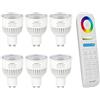 LIGHTEU®, 6x 4W GU10 RGB + CCT Faretto a LED Faretto colore e temperatura CCT WW CW Regolabile, originale Miboxer, lampadina con telecomando a 8 zone (6x FUT106 + FUT089)