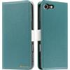 Butnyeoe Cover per iPhone SE 2022/SE 2020 Case,Custodia iPhone 8/7 Libro,Trama Litchi PU Pelle Protettiva Portafoglio Flip/Folio Wallet Case Con Slot per Schede e Magnetica Supporto,Verde/Lago Blu