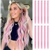 FESHFEN Extension Capelli Colorati Clip - 10 Pezzi Ciocche Capelli Rosa Colorate Extensions con clip per Carnevale e Feste per Donna, 55 cm