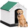 YITAHOME Cuccia per cani in plastica, grande, isolata per esterni ed interni, resistente all'acqua, facile da montare, robusta, con prese d'aria e pavimento rialzato, verde