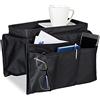 Relaxdays Tasca Portaoggetti da Divano, Bracciolo, 6 Scomparti, Organizer, Telecomando, HLP: 22x18x32 cm, Stoffa, Nero