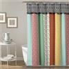 Lush Decor Tenda da doccia in tessuto bohémien con stampa colorata a righe verticali con nappe, 183 x 183 cm, multicolore
