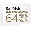 SanDisk MAX ENDURANCE Video Monitoring for Dashcams & Home Monitoring 64 GB microSDXC Memory Card + SD Adaptor 30,000 Hours Endurance, White