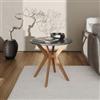 DEGHI Tavolino rotondo 60x55h cm con piano effetto marmo antracite e gambe rovere naturale - Aron