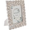 DKD Home Decor Cornice per foto del marchio, colore bianco, in vetro e legno MDF (25 x 1,5 x 30 centimetri)