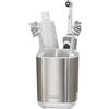 Joseph Joseph EasyStore- Porta Spazzolino e Dentifricio, Compatibile con Spazzolini Elettrici e Tradizionali, 3 Scomparti, Contenitore da Bagno Smontabile- Medio, Acciaio Inox