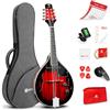 Vangoa A-Stile Mandolino Acustico Elettrico Mogano Mandolini 8 corde Tradizionale Strumento, Rosso Sunburst