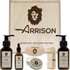 ARRISON ☆ARRISON® BEARD☆ kit Barba Uomo Completo Made In Italy + Beauty - Questo Set barba Contiene Shampoo, Balsamo, Olio Barba e Spazzola in Legno di Faggio e Setole in Cinghiale Rinforzato