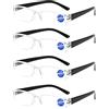 KoKoBin 4 pacco Occhiali da lettura ultraleggeri anti luce blu con montatura trasparente (4 nero, 2.5)