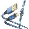 Hama Cavo Micro-USB Reflective (cavo di ricarica e trasferimento dati da USB-A 2.0 maschio a Micro-USB, spina in alluminio, cavo riflettente antitorsione, guaina in nylon intrecciato, 1.5 m) Blu