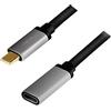 LogiLink CUA0105 - Cavo di prolunga USB 3.2 Gen 2 4K/60 Hz, in alluminio, nero/grigio, 0,5 m