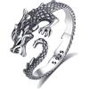 INFUSEU Anello Del Drago, 925 Argento Sterling Gioielli Gotici Da Uomo E Da Donna Con Drago Creatura Mitica e Fantasy di Ispirazione Medievale Anello Regolabile In Argento Unico