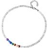 COAI Collana Girocollo in Labradorite con Pietre Chakra, Collana in Perle mala benefiche