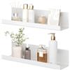 LOFTPLUS Mensola da Muro Senza Foratura Set da 2 - Bianco Acrilico Mensole Adesive Per Libri e Foto, Mensole da Parete Per Cucina, Bagno, Ufficio, Soggiorno (32 x 10 x 8 cm)