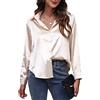 FEOYA Camicia Donna Maniche Lunghe Elegante Ufficio Classica Camicia Tessuto Liscio Sembra Seta S