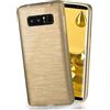 MoEx Cover in Silicone Compatibile con Samsung Galaxy Note8 | Effetto Alluminio Spazzolato, Oro