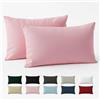 Dreamzie Federe 40x60 Cotone Rinforzato (Set da 2) - Rosa - Trama Fitta a 57 Fili/cm² - Federe Cuscini 40x60 cm - Federe Cuscino 40x60 Certificate Oeko Tex - Dreamzie