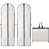 GOIEHIR 2 Pezzi Porta Abito da Sposa Bianco 60 x 180 cm, Custodia Porta Abito da Sposa Impermeabile, Borsa Porta Abiti Lunga con Cerniera, Per Pbiti Vestiti