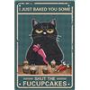 CREATCABIN Black Cat Targa in Metallo Decorazione Parete Poster Vintage Retro Art Dipinti Divertenti per Cucina Domestica Coffee Cafe Bar Decorazioni Regalo 30x20cm