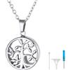 FindChic Collana con Ciondolo Urna per Ceneri a Forma Albero Della Vita in Acciaio Inossidabile Ciondolo Portaceneri Cane Gatto Regalo per Cremazione