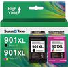 SWISS TONER 901XL - Cartucce d'inchiostro compatibili con HP 901 XL, per stampanti HP Officejet 4500, J4540, J4550, J4580, J4680, AIO, nero e colori