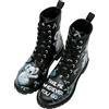 DOGO Femme Cuir Vegan Noir Bottes Longues - Bottes de Mode Décontractées Confortables Faites à la Main, Koala Hug Motif