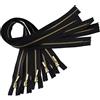 Aerzetix - C61471 - Set di 5 Cerniere Lampo Non separabili 50cm in Metallo con tiretto Decorativo - Colore: Nero - cursore Jeans Gilet pelletteria Cucito Abito Pantaloni merceria